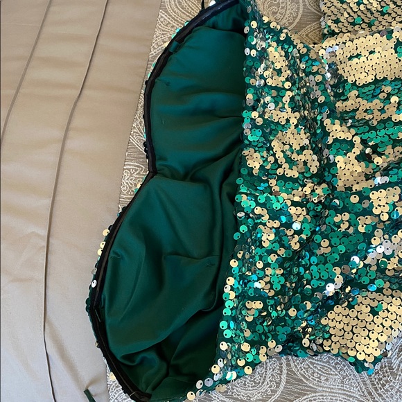 As U Wish Teal & Silver Sequin Slip Dress - Picture 9 of 12